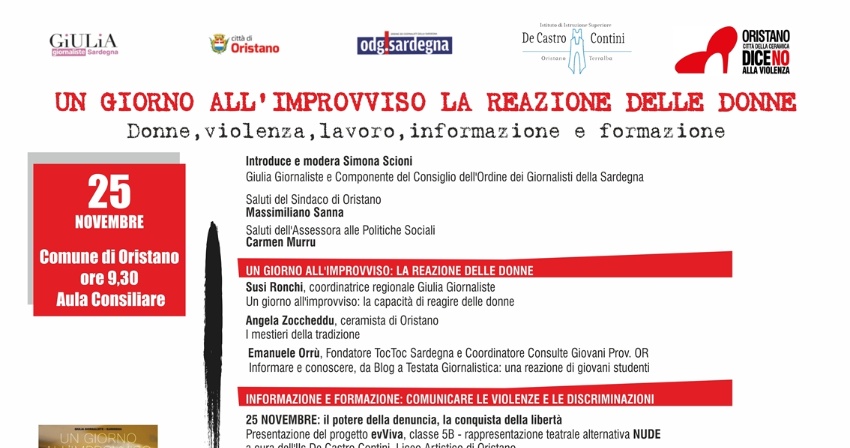 Giornata contro la violenza alle donne - Un giorno all’improvviso: la reazione delle donne Giornata contro la violenza alle donne - Un giorno all’improvviso: la reazione delle donne