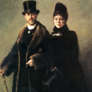 Heinrich Schliemann con la moglie Sophia Engastromenos