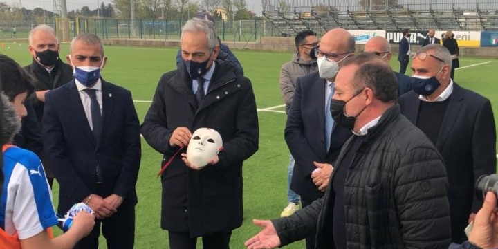 Il Presidente della FIGC Gabriele Gravina in visita a Oristano