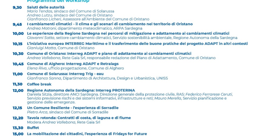 ADAPT - A Solarussa la presentazione dell’esperienza del Comune di Oristano ADAPT - A Solarussa la presentazione dell’esperienza del Comune di Oristano